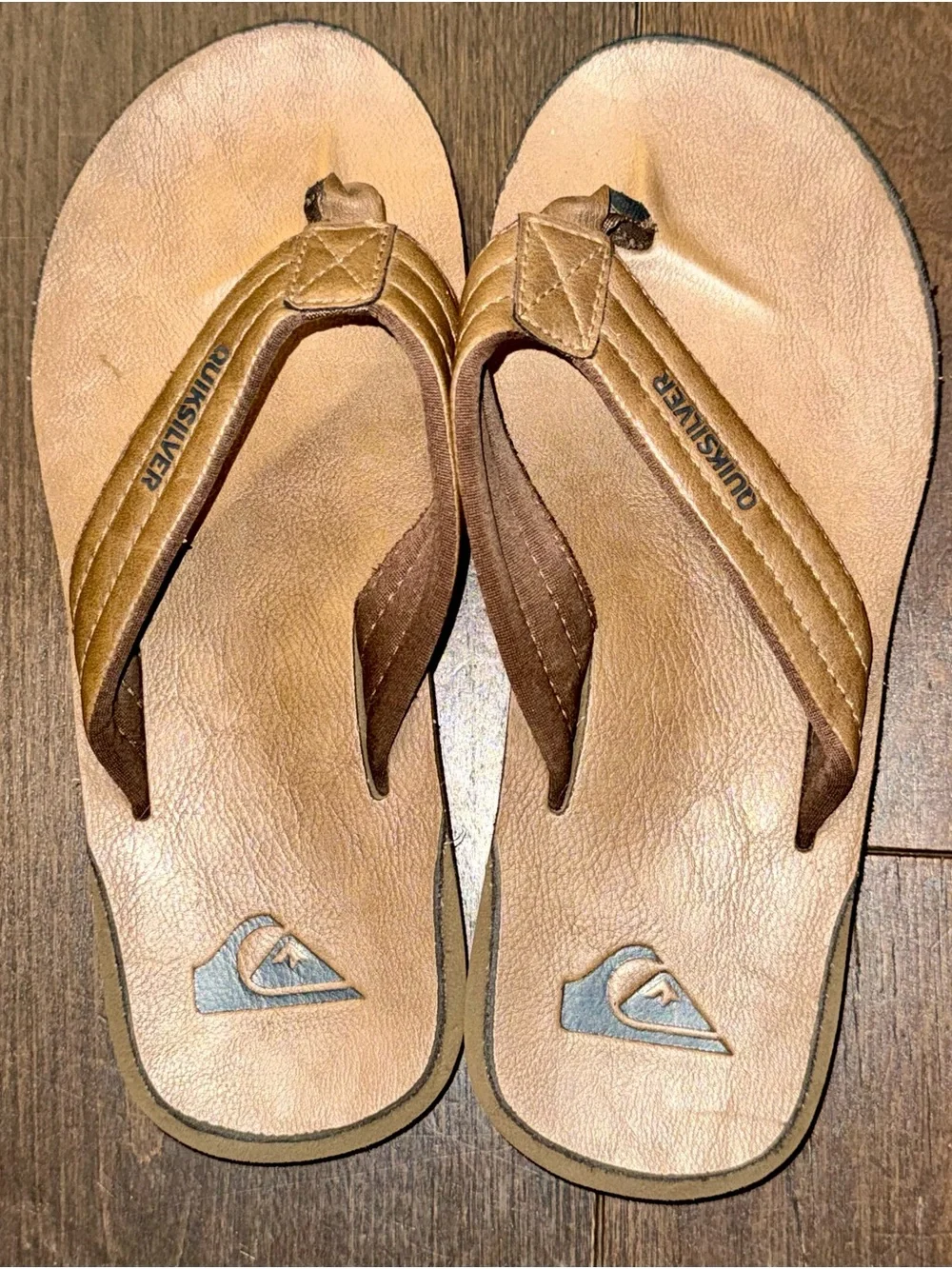 Quiksilver Brown Leather Men's Flip Flops Sandals